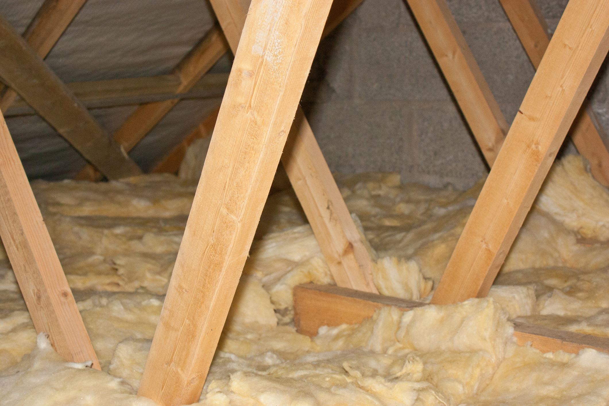 An attic with insulation